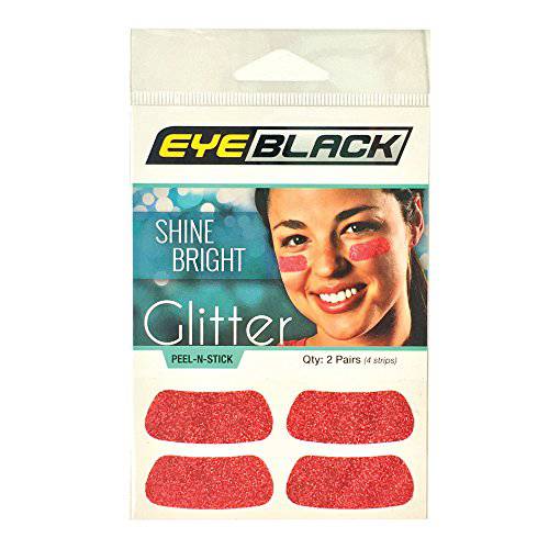 EyeBlack Red Softball Glitter Eye Black Strips, 2 Pair