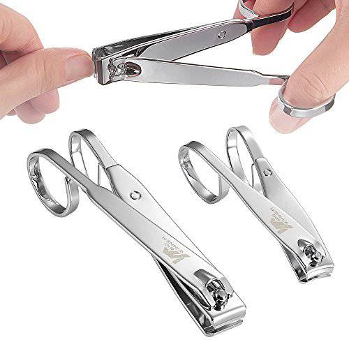 BIGWINNER Nail Clippers, EZ Comfort Grip Nail Clipper, Sharp Stainless Steel Blade Toenail Clippers Set of 2 (Small and Large)