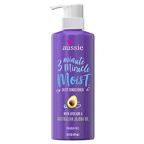 Aussie Conditioner, Paraben Free, Miracle Moist 3 Minute Miracle with Avocado, Dry Hair Treatment and Repair, 16 Fl Oz (Pack of 6)