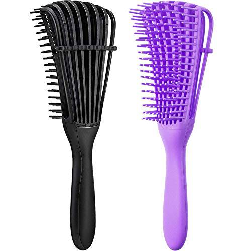 2 Pack Detangling Brush For Natural Hair – Detangler Brush For Natural Kinky Wavy Hair Curly Hair Afro 3a to 4c Texture,Faster Easier Detangle Wet/Dry Hair with No Pain