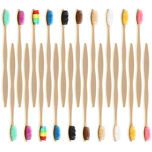 Hedume 40 Pack Bamboo Toothbrushes Biodegradable, 10 Colors Eco-Friendly Natural Bamboo Charcoal Toothbrushes, BPA Free Soft Bristles Toothbrushes
