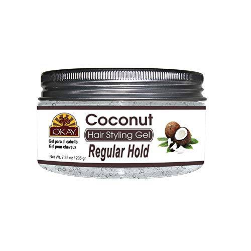 Okay coconut hair styling regular hold gel 7.25 fluid ounce, Silver, 7.25 Fluid Ounce