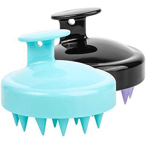 2pcs Silicone Shampoo Brush Scalp Exfoliator Brush for Scalp Scrubber Dandruff Remove, Black
