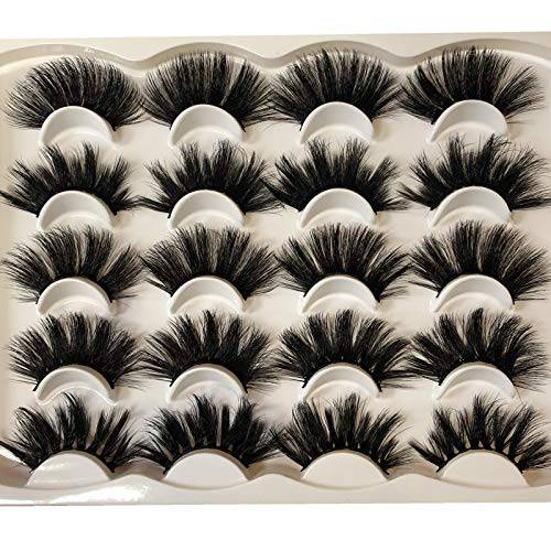 Pooplunch 25MM Faux Mink Lashes Pack Dramatic False Eyelashes 10 Pairs Fluffy Long Thick Volume Mink Eye Lashes Multipack