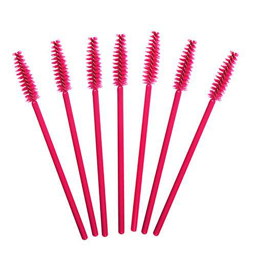 YEASHINE 200 Pcs Disposable Eyelash Mascara Brush Wand Applicator Lash Makeup Stick(Rose Red)