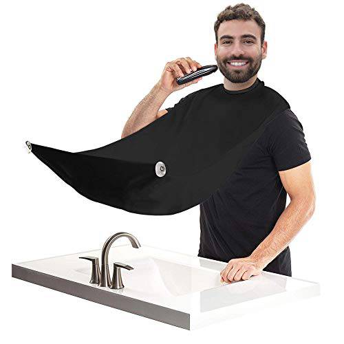 Beard Bib Apron, Mens Beard Hair Catcher for Shaving and Trimming, Non-Stick Beard Shave Cape, Grooming Accessories Tools & Gifts for Husband or Dad