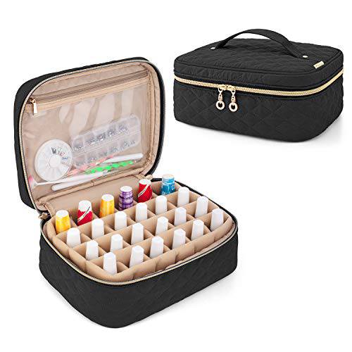 Yarwo Nail Polish Carrying Bag Holds 24 Bottles (15ml/0.5 fl.oz), Travel Storage Organizer for Nail Polish and Manicure Accessories, Black (Bag Only, Patent Pending)