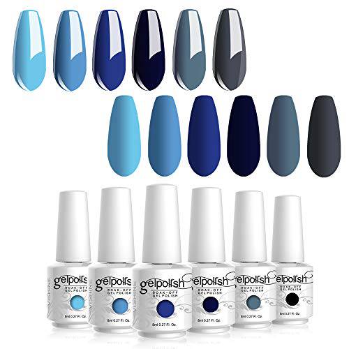 Vishine 6Pcs Soak Off LED UV Gel Nail Polish Varnish Nail Art Starter Kit Beauty Manicure Blue Navy Collection Set C004