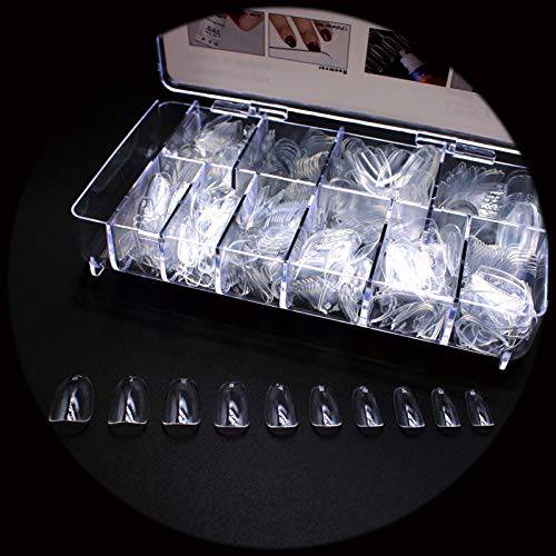Traceless Coffin Nails，Clear Acrylic Fake Nails, Ivtor Full Cover Short Nail Tips With Case For Nail Salon 500 Pcs