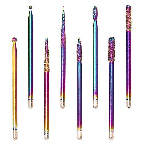 Boxgrove Nail Drill Bits Set of 8Pcs Multicolor Professional tools for Manicure and Pedicure - 3/32 Inch Diamond Acrylic Efile for Home Spa and Beauty Salon