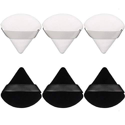 Pimoys 6 Pieces Powder Puff Face Soft Triangle Makeup Puff for Loose Powder Body Powder, Wedge Shape Velour Cosmetic Sponge for Contouring, Under Eyes and Corners, Beauty Makeup Tools