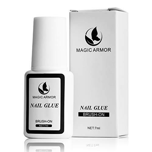 MAGIC ARMOR Super Strong Nail Glue for Acrylic Nails,Nail Tips and Press On Nails Brush on Nail Glue for Press On Nails Ultra Quick Long Lasting Acrylic Nail Glue for Broken Nails Fake Nail Glue Gel