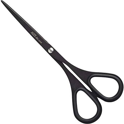 ALLEX Black Scissors for Office, Japanese Stainless Steel, Made in JAPAN Thin & Slim Scissors [Non-Stick Fluorine Coating Blade] 140 Black