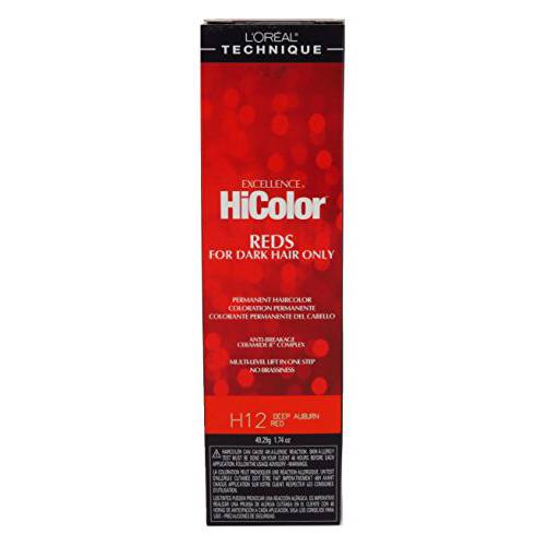 Loreal Excellence Hicolor H12 Tube Deep Auburn Red 1.74 Ounce (51ml) (3 Pack)