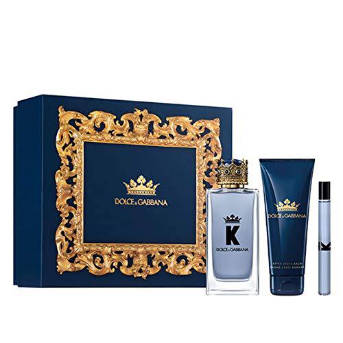 Dolce & Gabbana K for Men 3-Piece Gift Set (3.4 Ounce Eau De Toilette Spray +1.6 Ounce After Shave Balm+0.33 Ounce Eau De Toilette Spray), multi color