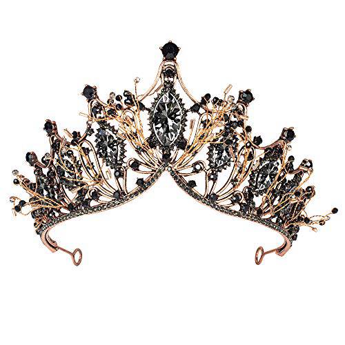 Baroque Black Queen Crowns for Women, Rhinestone Wedding Crowns and Tiaras Crystal Princess Crown Tiaras for Prom Birthday Party Valentines Costume