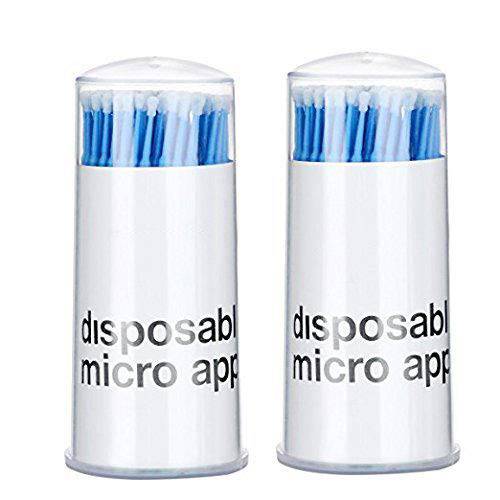 BTYMS 200 Pieces Disposable Micro Brush Applicators Microswabs for Eyelash Extension Lint-free 2mm