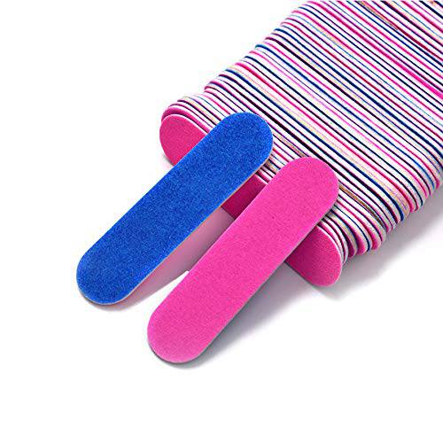 VIOCIWUO Mini Nail File Bulk 300Pcs (180/240 Grit), Disposable Nail Files Double Sided Emery Boards Home or Professional Manicure Tools(Blue and Pink)