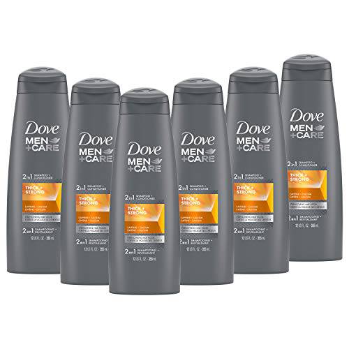 Dove Men+Care Fortifying 2 in 1 Shampoo and Conditioner for Resilient and Thicker Hair Thick and Strong with Caffeine Helps Strengthen Thinning Hair 12 oz, Pack of 6