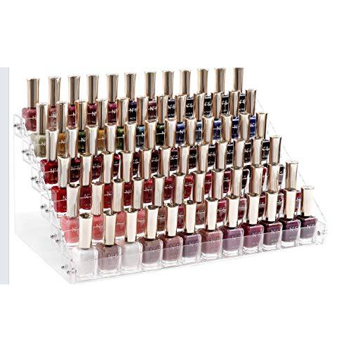 HBlife Clear Nail Polish Organizer 4 Tier Acrylic Display Rack Holds Up to 48 Bottles