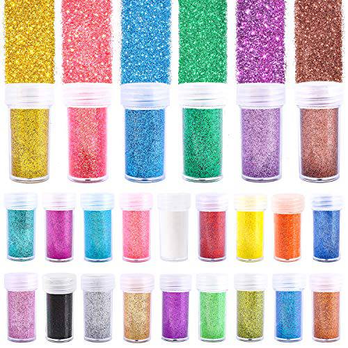 Fine Glitter 24 Colors Craft Glitter for Resin Makeup for Body Nail Face Hair Eyeshadow Lip Gloss Making