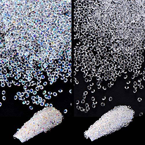 11520 Pieces Mini Crystals Pixie Nail Art Rhinestones 1.2 mm DIY Crystal Gems Stones Glass Sand Rhinestones for Nail Art Home Beauty Salon Decoration Favors