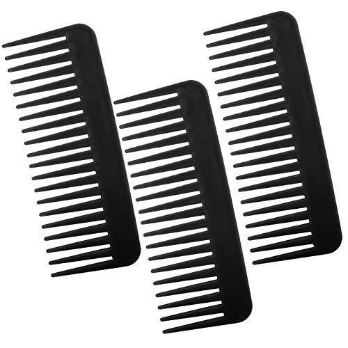 Wide Tooth Comb Detangling Combs: 3Pcs Wide Tooth Comb for Curly Hair,Plastic No Handle Wide Tooth Comb ,Wide Tooth Comb for Wet /Black/Thick/Fine Hair,Combs for Women,Shower Detangling Comb(Black)