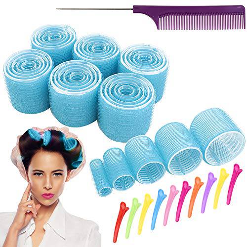 30 Pack Jumbo Hair Rollers Hair Curlers 2.5 inch Large Self Grip Hair Curlers for Long Hair Big Hair Rollers for Long Hair No heat Curlers Hair Rollers with Clips Comb