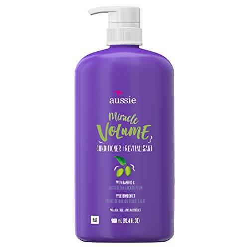 Aussie Miracle Volume Conditioner with Plum & Bamboo for Fine Hair, 30.4 Fluid Ounce (Pack of 4)
