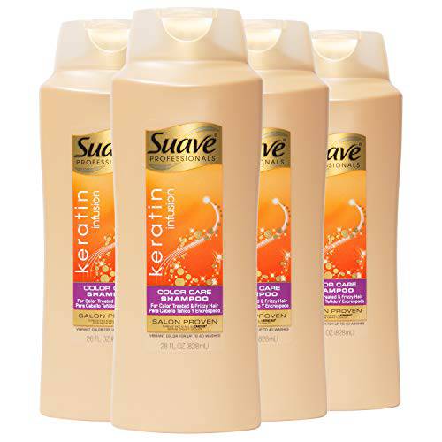 Suave Professionals Color Care Shampoo Shampoo for Color Treated Hair Keratin Infusion Color Protecting Shampoo, 28 Ounce (Pack of 4)