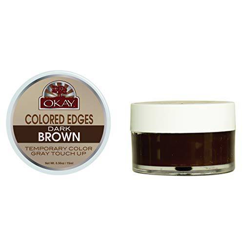 OKAY Colored Edges Dark Brown No Flaking All Day Hold Conceals Gray New Growth Plus Edge Control For Hairline,Sideburns Silicone,Paraben Free For All Hair Types and Textures 1oz