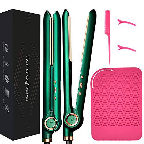 Hair Straightener and Curler,Nano Titanium Ceramic Flat Iron with Argan Oil,Ionic Protect Hair,Curling Iron 1 inch,25 Kinds of Temp Settings LCD Display & Auto Shut-Off (Pink)