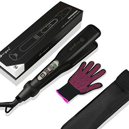 Hair Straightener Flat Iron,1.5 Inch Tourmaline Ceramic Straightener and Curler 2-in-1, Professional Flat Iron for Black Women Hair with Salon High Heat 450℉/230℃,15s Fast Heating,Dual Voltage
