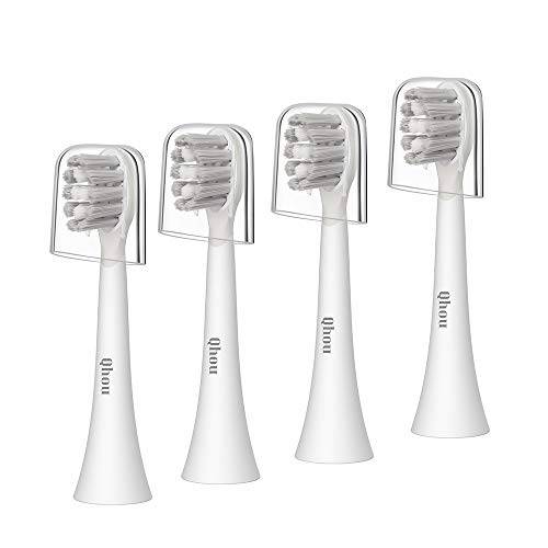Replacement Toothbrush Heads for Qhou Sonic Electric Toothbrush, 4 Pack Professional Dupont Electric Toothbrush Replacement Heads for Adults (Grey)