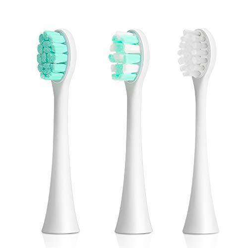 Suitable for all electric toothbrush handles of Uliber,3 Soft DuPont Replacement Brush Heads-Includes 1 Bright white,1 Deep cleaning&1 Sensitive Clean,Soft silicone tongue coating brush