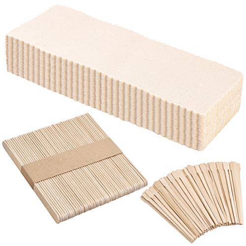 250 Pieces Muslin Wax Strips Sticks Kit, Including 100 Muslin Epilating Strips and 150 Wax Applicator Sticks Wooden Craft Sticks Spatula Small Large for Hair Waxing Body Facial Hair Removal