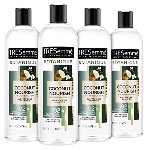 TRESemmé Botanique Shampoo for Dry, Frizzy Hair Botanique Coconut Nourish 92% Derived Natural Materials with Professional Performance for dry hair, 16 Fl Oz (Pack of 4)