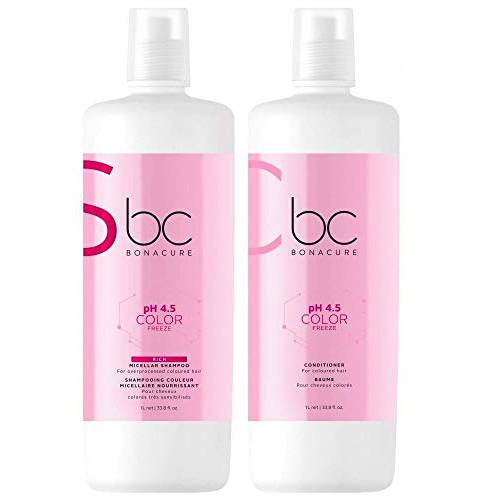 BC Bonacure pH 4.5 Color Freeze Rich Micellar Shampoo and Cleansing Conditioner Liter Duo (+ Free Sample)