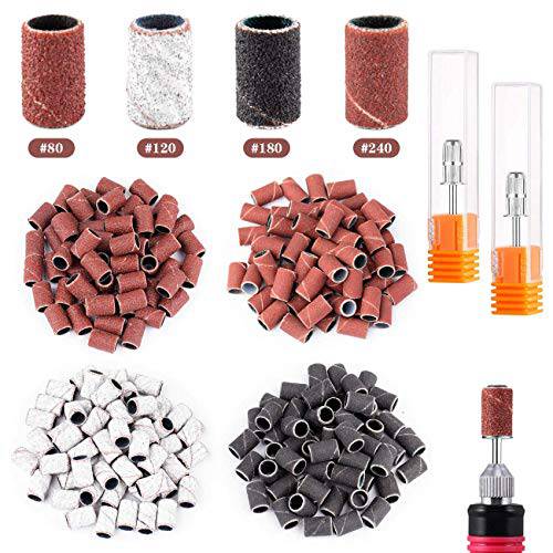 Sanding Bands for Nail Drill Portable Nail Strap Set 3 Color Coarse Fine Grit Efile Sand Set 80120180240,2 Pieces 3/32 Inch Nail Drill Bits for Manicures and Pedicures(162)