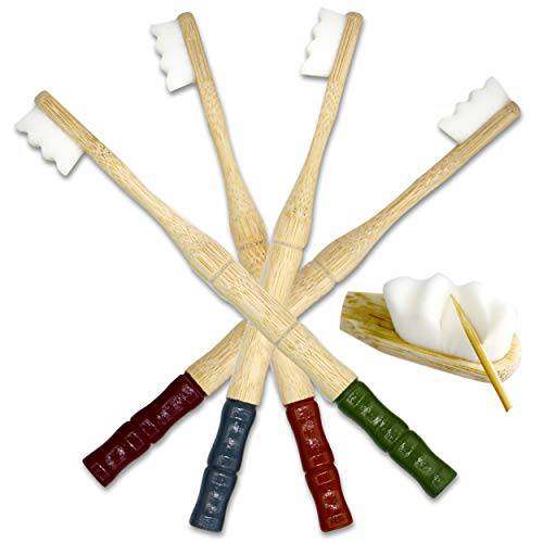 Soft Bristle Toothbrush Bamboo Toothbrushes - 10000 Bristle Toothbrush PACK OF 4 Ultra Soft Bristles Bamboo Tooth Brush | Gum Recession Nano Bristle Brushes Bulk Micro Wooden ToothBrushes for Adults