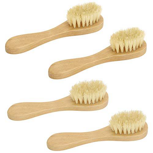 Simple Pampering Cleansing Exfoliating Wood Handle Facial Brush, 4-Pack