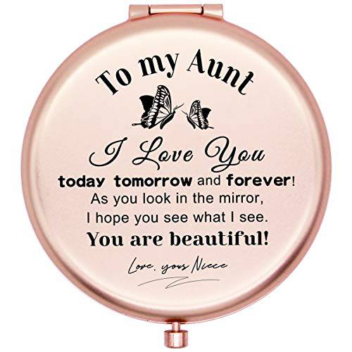 muminglong Frosted Compact Makeup Mirror for Aunt from Niece Birthday Thanksgiving Gifts Ideas for Aunt -New hudie Aunt Niece