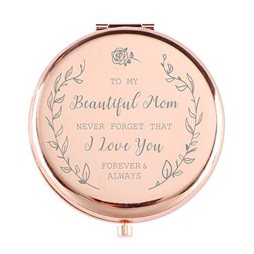 Birthday Gifts for Mom?Rose Gold Compact Makeup Mirror?Gifts for Mom from Daughter or Son,Mother of The Bride Gifts,Best Mom Gifts,Gift for to My Beautiful Mom