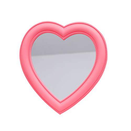WINOMO Pink Heart Shape Mirror Handheld Mirror Cosmetic Mirror Desktop Wall Mirror for Women Girls Photot Booth Props Cosmetic