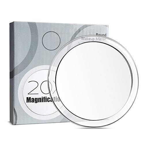 20x Magnifying Mirror-Snowflakes Magnified Mirror,4Inches Round Mirror with Three Suction Cups for Easy Mounting, Applying Eyeliner, Tweezing,Blackhead/Blemish Removal and More.