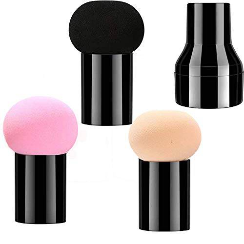 BESTLA 3pcs Powder Puff Mushroom Makeup Sponge Blender Puff With Handles and 3 Holder Cases Cosmetic Facial Face