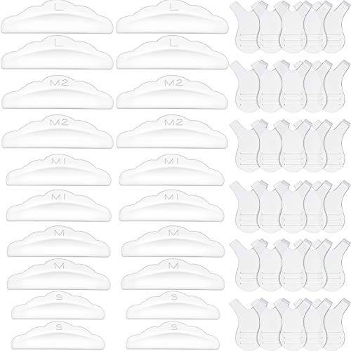 20 Pieces Lash Lift Pads Rods Silicone Eyelash Perming Curler and 30 Pieces Y Shape Eyelash Brush, Silicone Eyelash Perming Curler Makeup Tools, Reusable Lash Lifting Pads (Clear)
