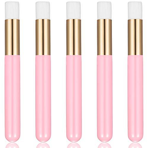 5 Pieces Lash Shampoo Brushes Facial Cleansing Brushes Nose Pore Deep Cleaning Brush Peel off Blackhead Removing Brush Tool Cosmetic Lash Cleanser Brush Eyelash Extensions Nose Blackhead Brush (Pink)