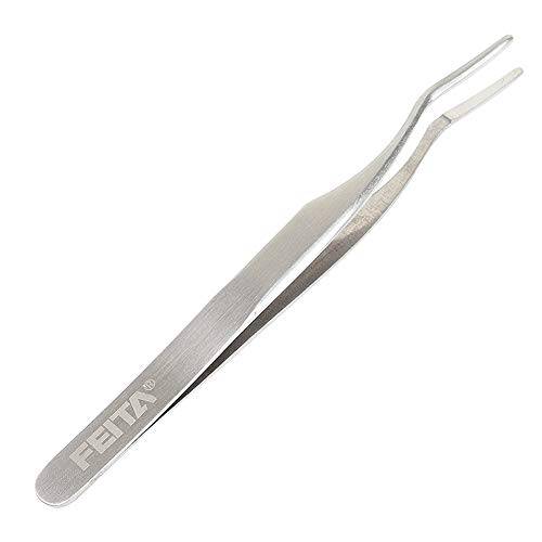 False Eyelash Applicator - FEITA Professional Curved Eyelashes Extension Tweezer for Easy Lashes Application and Removal - Silver - 1Pc