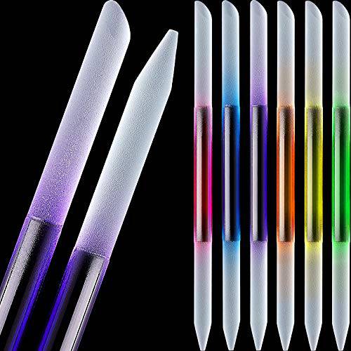 6 Pieces Glass Cuticle Pusher Glass Cuticle Stick Set Double Sided Crystal Glass Nail Files Manicure Pedicure Precision Filing Cuticle Remover (Pink, Blue, Purple, Orange, Yellow, Green)